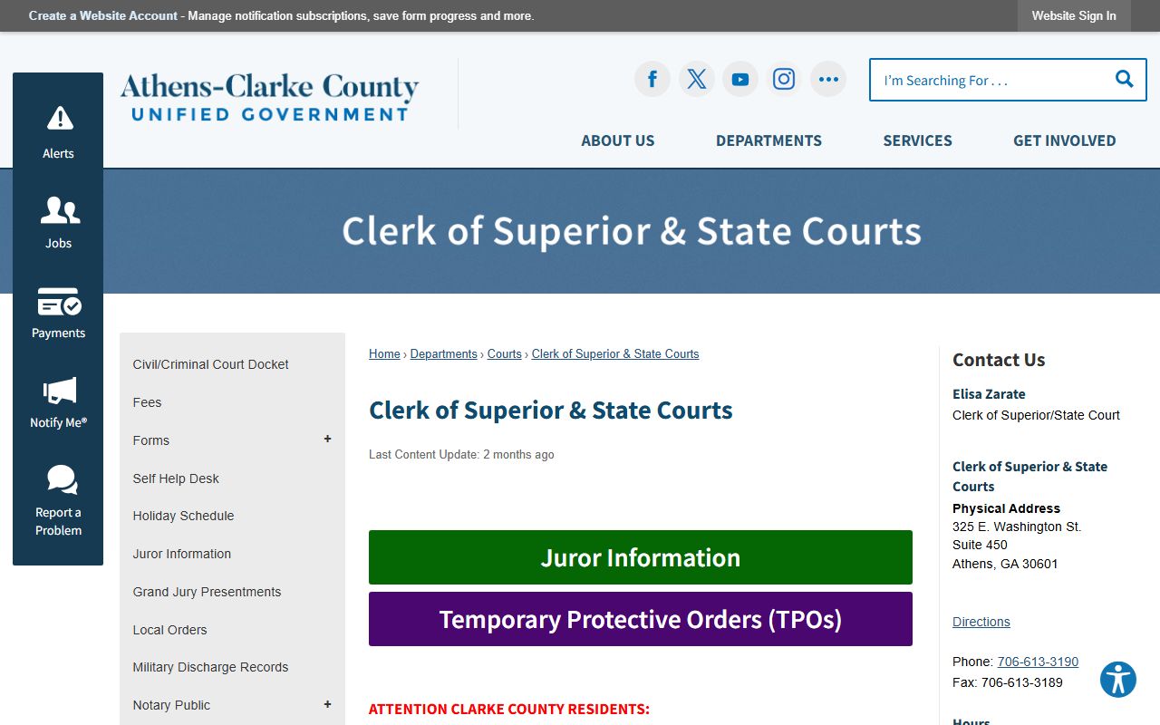 Clarke County court records after arrest clerk page