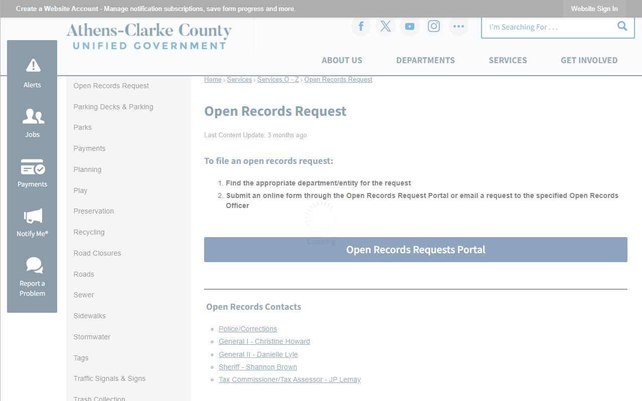 Clarke County jail mugshots open records request contacts